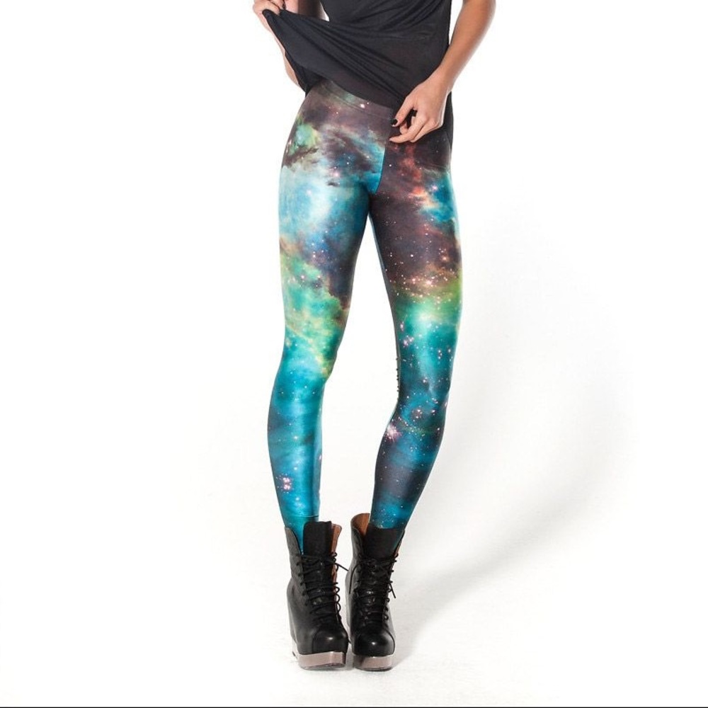 Blackmilk Green Galaxy Leggings